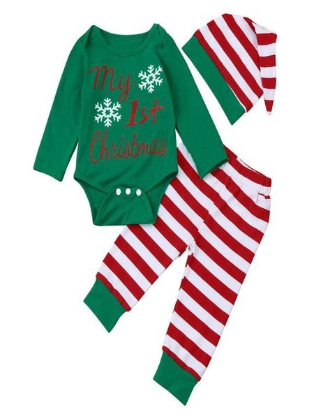 3pcs christmas striped outfits newborn infant baby boy girl romper +striped pants+hat christmas outfits set, White
3pcs christmas striped outfits newborn infant baby boy girl romper +striped pants+hat christmas outfits set, White