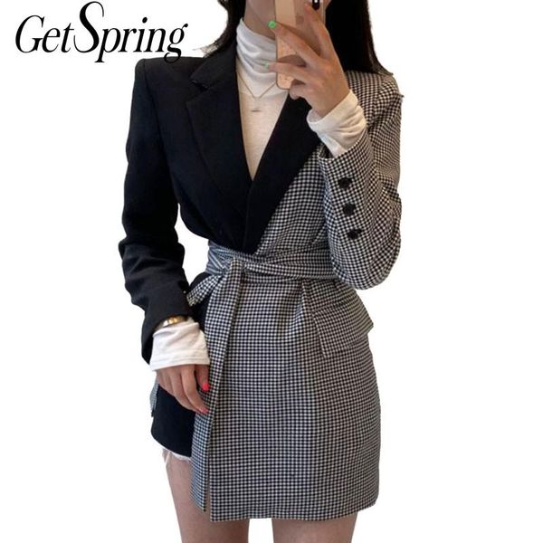 getspring women blazer plaid patchwork color matching irregular women blazers jackets asymmetry bandage vintage suit coats 2020, White;black
getspring women blazer plaid patchwork color matching irregular women blazers jackets asymmetry bandage vintage suit coats 2020, White;black