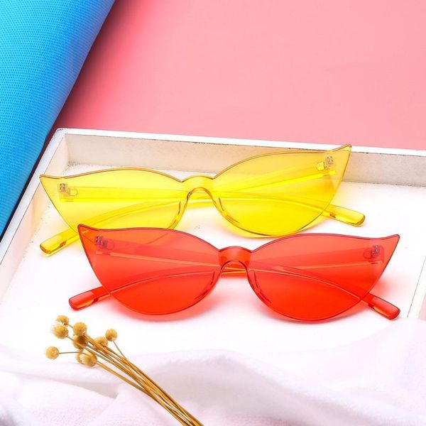 new cat eye sunglasses women fashion frameless solid color sun glasses candy colors, White;black
new cat eye sunglasses women fashion frameless solid color sun glasses candy colors, White;black