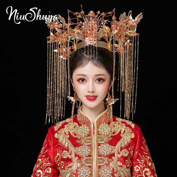 niushuya gorgeous chinese classic oversize hairwear phoenix coronet long tassel stage show queen wedding hair accessories, Golden;silver
niushuya gorgeous chinese classic oversize hairwear phoenix coronet long tassel stage show queen wedding hair accessories, Golden;silver