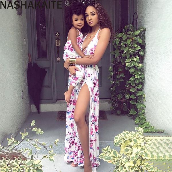 nashakaite summer fashion mother daughter dresses deep v-neck halter split floral dress mom and daughter dress family look, Blue
nashakaite summer fashion mother daughter dresses deep v-neck halter split floral dress mom and daughter dress family look, Blue