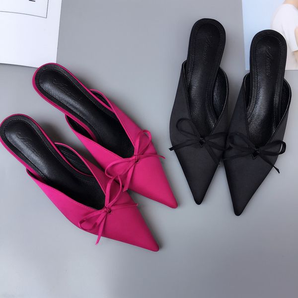thin heels med butterfly-knot pointed toe slippers casual shoes woman 2020 slipers women soft luxury new summer basic fabric, Black
thin heels med butterfly-knot pointed toe slippers casual shoes woman 2020 slipers women soft luxury new summer basic fabric, Black