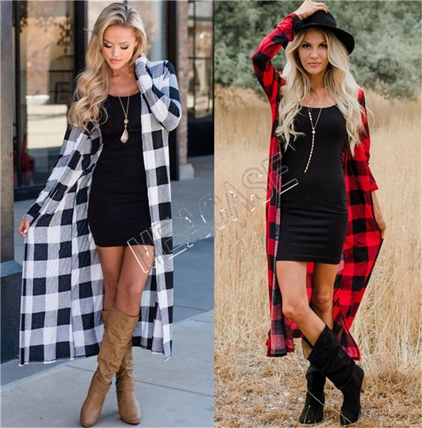 women long cardigan coats fashion long-sleeved plaid grid long sweater overalls streetwear jacket checks blouses oversized coat d81206, White;black
women long cardigan coats fashion long-sleeved plaid grid long sweater overalls streetwear jacket checks blouses oversized coat d81206, White;black