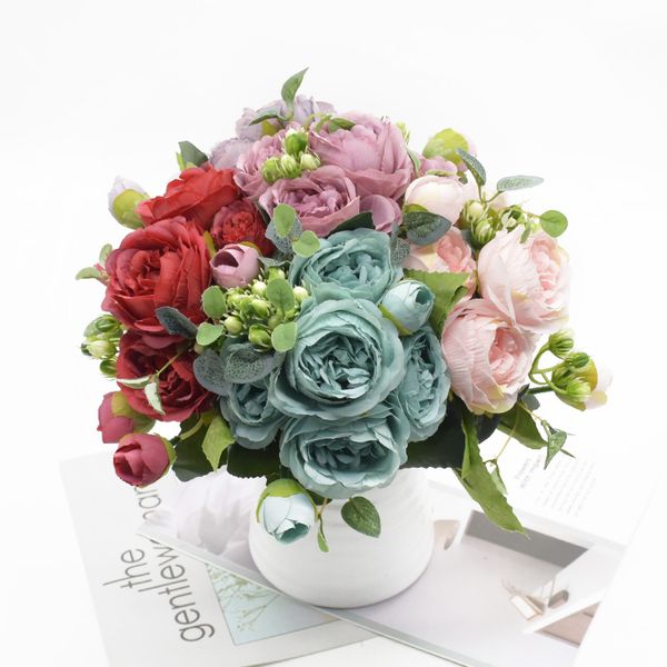 artificial peony 5 heads 4 buds christmas decorations for home gift crafts p props diy wedding holiday supplies