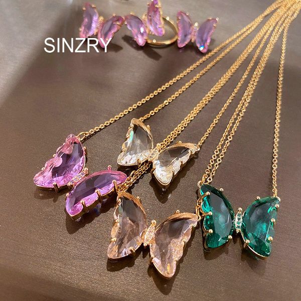 sinzry new candy color transparent cubic zirconia butterfly pendant necklace earring and ring jewelry sets for women, Silver
sinzry new candy color transparent cubic zirconia butterfly pendant necklace earring and ring jewelry sets for women, Silver