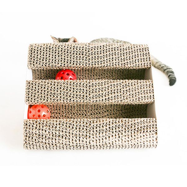 practical entertainment cat scratching board with bell ball corrugated cardboard
practical entertainment cat scratching board with bell ball corrugated cardboard