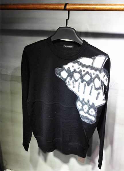 2020 new men's white monkey sweater, White;black