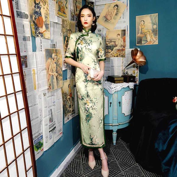 sheng coco plus size silk broadside cheongsam dresses retro printing long qipao casual green ladies chinese cheongsam dress 4xl, Red
sheng coco plus size silk broadside cheongsam dresses retro printing long qipao casual green ladies chinese cheongsam dress 4xl, Red