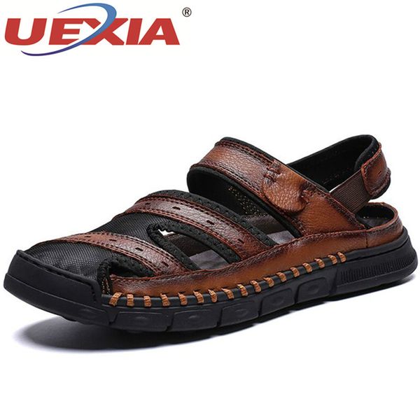 uexia new summer business casual men's sandals leather splice men shoes outdoor male hand stitching wrapped toe beach footawear, Black
uexia new summer business casual men's sandals leather splice men shoes outdoor male hand stitching wrapped toe beach footawear, Black