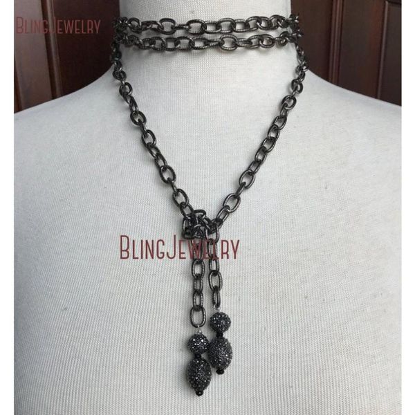 lariat gunmetal chain multi wrap necklace with pave crystal ball and oval nm19949, Silver
lariat gunmetal chain multi wrap necklace with pave crystal ball and oval nm19949, Silver