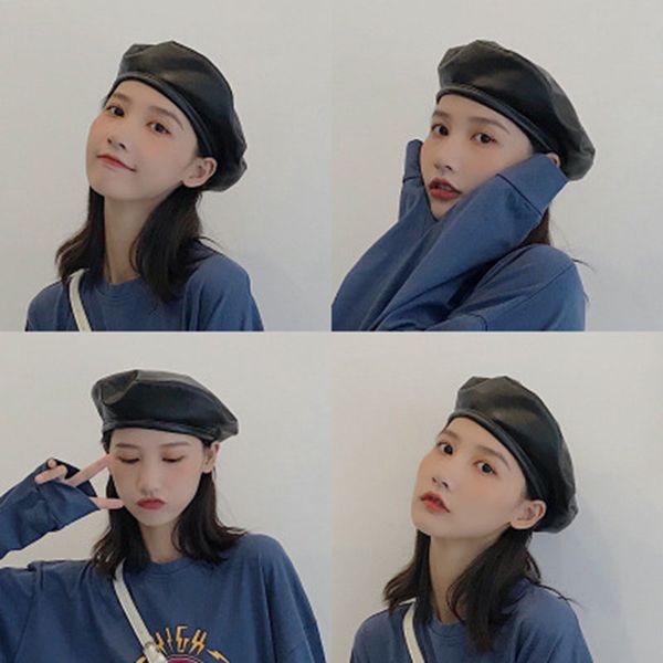 hat female korean style tide pu leather octagonal beret autumn and winter retro british port style wild leather hat pumpkin pain, Blue;gray
hat female korean style tide pu leather octagonal beret autumn and winter retro british port style wild leather hat pumpkin pain, Blue;gray