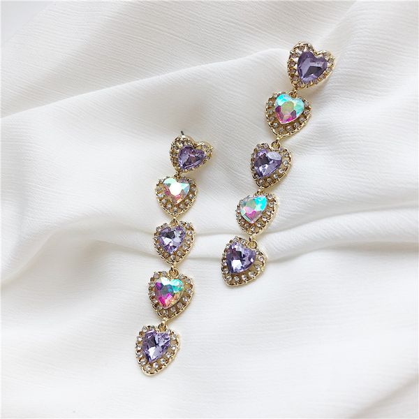 heart and long color collision, anti - allergy pink purple earrings temperament female earrings, Golden;silver
heart and long color collision, anti - allergy pink purple earrings temperament female earrings, Golden;silver