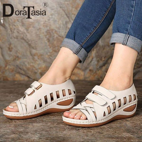 doratasia new classic retrp summer hollow sandals elegant peep toe summer sandals women casual med wedges shoes woman, Black
doratasia new classic retrp summer hollow sandals elegant peep toe summer sandals women casual med wedges shoes woman, Black