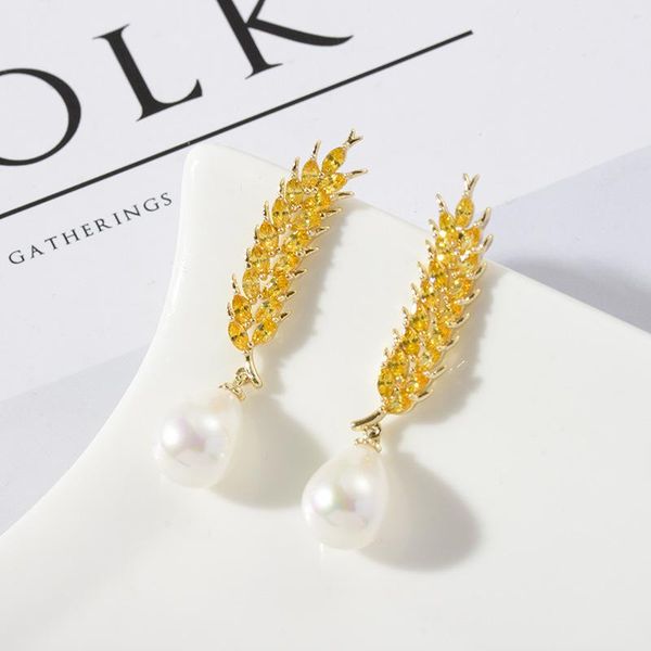 mechosen s925 silver luxury yellow zircon earrings wheat shaped pearl jewelry for wedding party ladies girls fashion55, Golden;silver
mechosen s925 silver luxury yellow zircon earrings wheat shaped pearl jewelry for wedding party ladies girls fashion55, Golden;silver