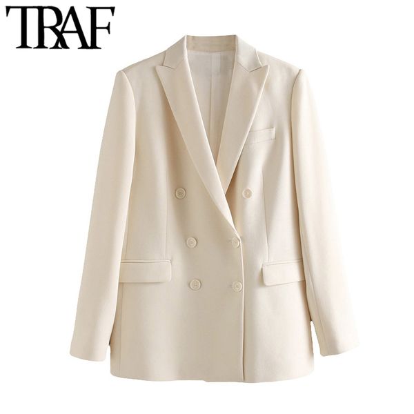traf women fashion office wear double breasted blazer coat vintage long sleeve pockets female outerwear chic, White;black
traf women fashion office wear double breasted blazer coat vintage long sleeve pockets female outerwear chic, White;black
