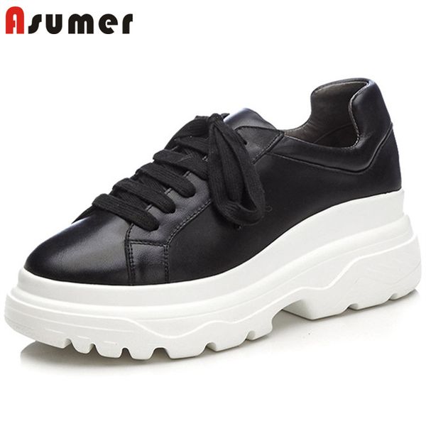 asumer 2020 flat platform shoes women genuine leather shoes round toe lace up spring summer casual woman sneaker, Black
asumer 2020 flat platform shoes women genuine leather shoes round toe lace up spring summer casual woman sneaker, Black