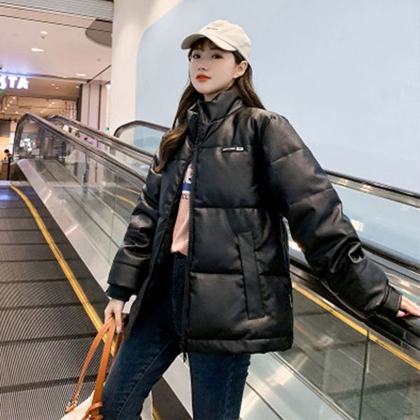 women's down & parkas bright leather cotton jacket women 2021 short stand collar korean loose coat student outerwear warm female parka, Black
women's down & parkas bright leather cotton jacket women 2021 short stand collar korean loose coat student outerwear warm female parka, Black