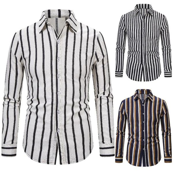 new trendy long sleeve turn down collar vertical stripes buttons slim shirt 2020 casual all-match men's shirt, White;black
new trendy long sleeve turn down collar vertical stripes buttons slim shirt 2020 casual all-match men's shirt, White;black