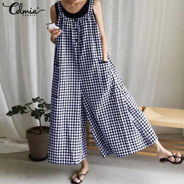 plus size overalls 2020 fashion women long jumpsuits celmia sleeveless vintage plaid rompers casual loose chic wide leg pantalon, Black;white
plus size overalls 2020 fashion women long jumpsuits celmia sleeveless vintage plaid rompers casual loose chic wide leg pantalon, Black;white
