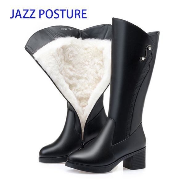 women snow boots shoes wool warm genuine leather round toe knee-high fur warm platform for women winter boots z654, Black
women snow boots shoes wool warm genuine leather round toe knee-high fur warm platform for women winter boots z654, Black