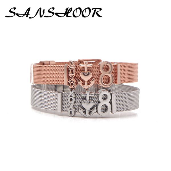 sanshoor 21cm stainless steel mesh keeper charms bracelet set with rubber and silde charms as gift for women, Golden;silver
sanshoor 21cm stainless steel mesh keeper charms bracelet set with rubber and silde charms as gift for women, Golden;silver
