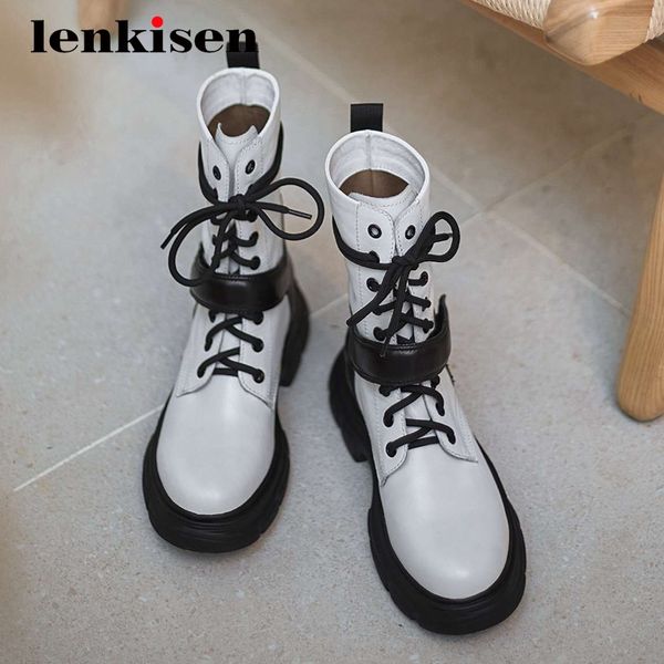 lenkisen cow leather mixed colors fashion platform punk round toe thick high heel hook loop catwalk energy mid-calf boots l8f6, Black
lenkisen cow leather mixed colors fashion platform punk round toe thick high heel hook loop catwalk energy mid-calf boots l8f6, Black