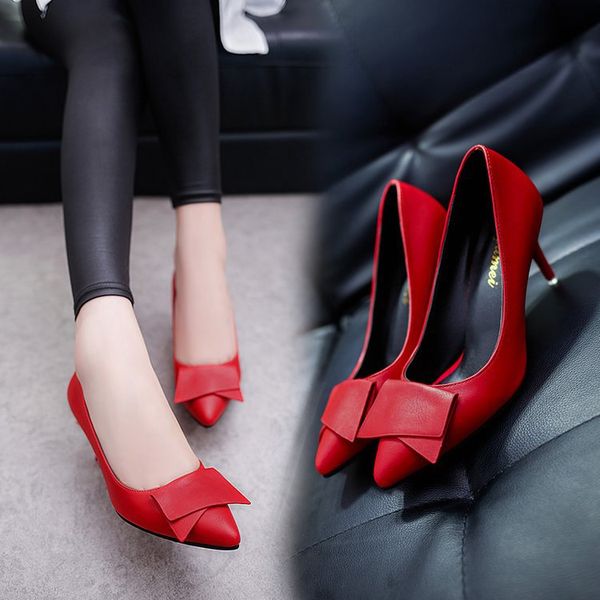 temperament elegant white high heels stiletto womens shoes bow pointed single shoes red wedding professional work, Black
temperament elegant white high heels stiletto womens shoes bow pointed single shoes red wedding professional work, Black