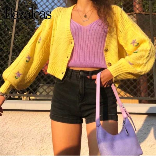women's knits & tees bazaleas autumn front buttons yellow pull femme floral embroidered cardigan chic women sweater casual knitted, White
women's knits & tees bazaleas autumn front buttons yellow pull femme floral embroidered cardigan chic women sweater casual knitted, White