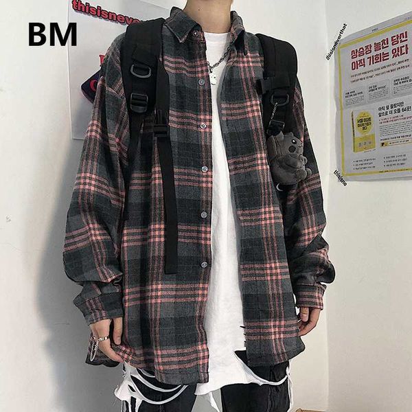 men's casual shirts 2021 korean style plaid shirt ulzzang hip hop long sleeve clothes kpop fashion oversized harajuku mens male, White;black
men's casual shirts 2021 korean style plaid shirt ulzzang hip hop long sleeve clothes kpop fashion oversized harajuku mens male, White;black