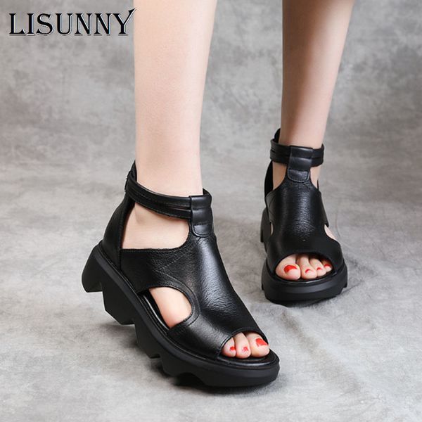 lisunny retro shoes summer sandals women genuine leather wedges heel sandals ladies open toe back zipper casual platform, Black
lisunny retro shoes summer sandals women genuine leather wedges heel sandals ladies open toe back zipper casual platform, Black
