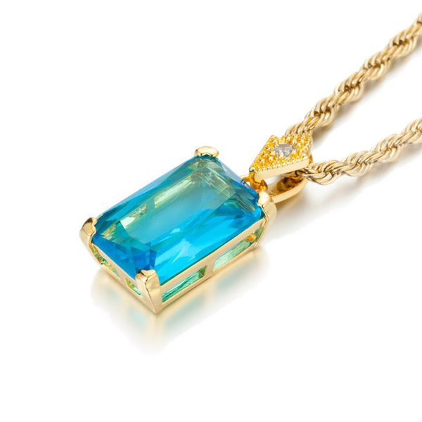 Natural Topa Stone Pendant 18K gold Blue Diamond Necklace Color Gem Necklace Men's Hip Hop Rapper Jewelry
Natural Topa Stone Pendant 18K gold Blue Diamond Necklace Color Gem Necklace Men's Hip Hop Rapper Jewelry