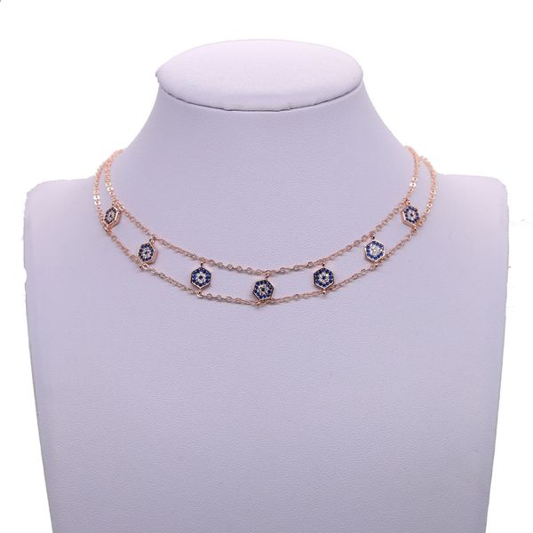 rose gold plated fashion jewelry choker necklace hexgon evil eye charm lucky girl gift fashion gorgeous double chain choker, Silver
rose gold plated fashion jewelry choker necklace hexgon evil eye charm lucky girl gift fashion gorgeous double chain choker, Silver