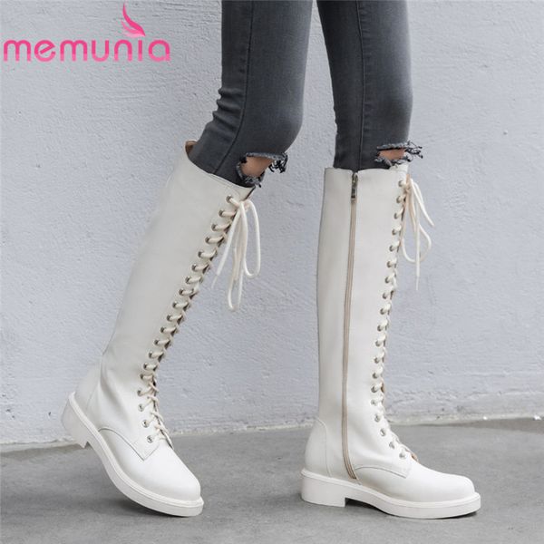 memunia 2020 knee high boots women genuine leather lace up zip autumn winter motorcycle boots low heels shoes woman, Black
memunia 2020 knee high boots women genuine leather lace up zip autumn winter motorcycle boots low heels shoes woman, Black
