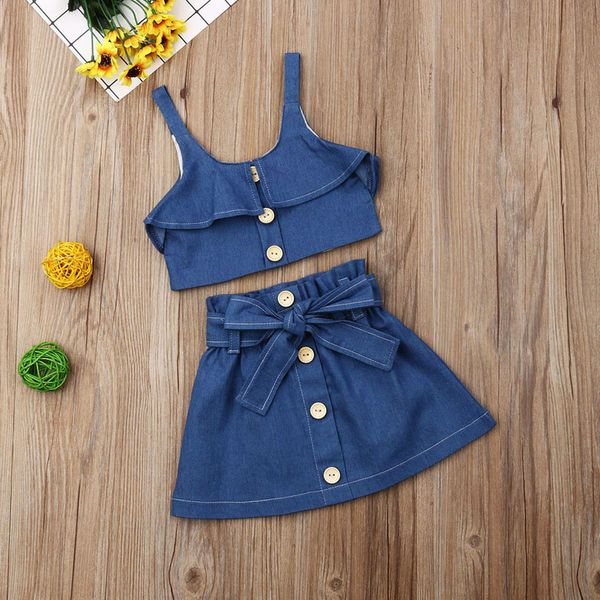 designer new cool kids clothes sleeveless frill suspenders denim vest solid color skirt exquisite casual fashion girls wear, Pink;blue
designer new cool kids clothes sleeveless frill suspenders denim vest solid color skirt exquisite casual fashion girls wear, Pink;blue