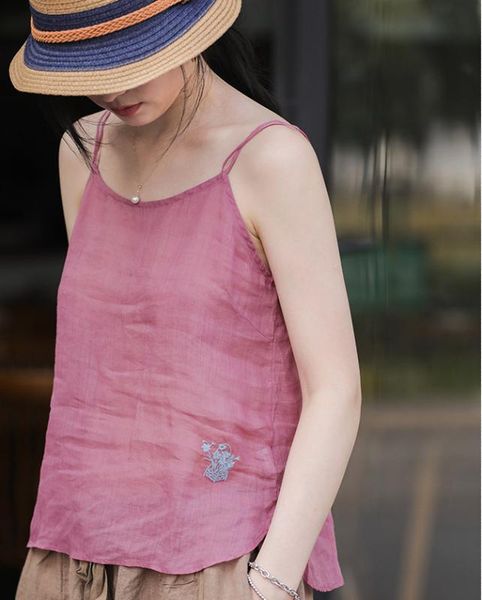 women loose ramie thin embroidered camis ladies vintage spaghetti strap female 2020 summer camis, White
women loose ramie thin embroidered camis ladies vintage spaghetti strap female 2020 summer camis, White