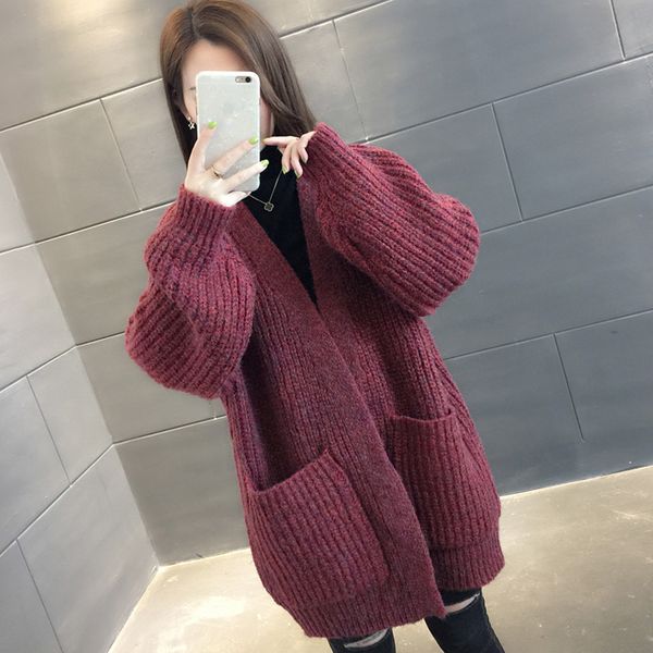 autumn and winter new knitted v-neck cardigans coats women fashion long sleeve thick sweater casual large size loose sweaters, White;black
autumn and winter new knitted v-neck cardigans coats women fashion long sleeve thick sweater casual large size loose sweaters, White;black
