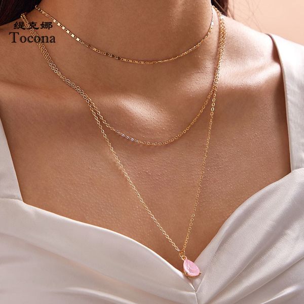 tocona charming pink rhinestone water drop pendant necklace multi-layer gold alloy metal adjustable for women jewelry 10245, Silver
tocona charming pink rhinestone water drop pendant necklace multi-layer gold alloy metal adjustable for women jewelry 10245, Silver