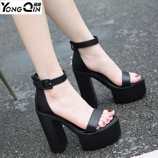 thick 14cm super high heel platform sandals women open toe sandals shoes, Black
thick 14cm super high heel platform sandals women open toe sandals shoes, Black