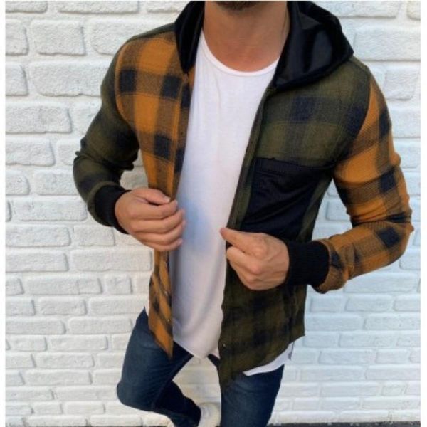 sleeve hooded mens casual shirts patchwork color mens with button designer plaid mens shirts spring long, White;black
sleeve hooded mens casual shirts patchwork color mens with button designer plaid mens shirts spring long, White;black
