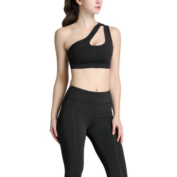 women fitness one shoulder solid sports bra yoga bras gym padded sport athletic underwear workout running underwear, White;black
women fitness one shoulder solid sports bra yoga bras gym padded sport athletic underwear workout running underwear, White;black