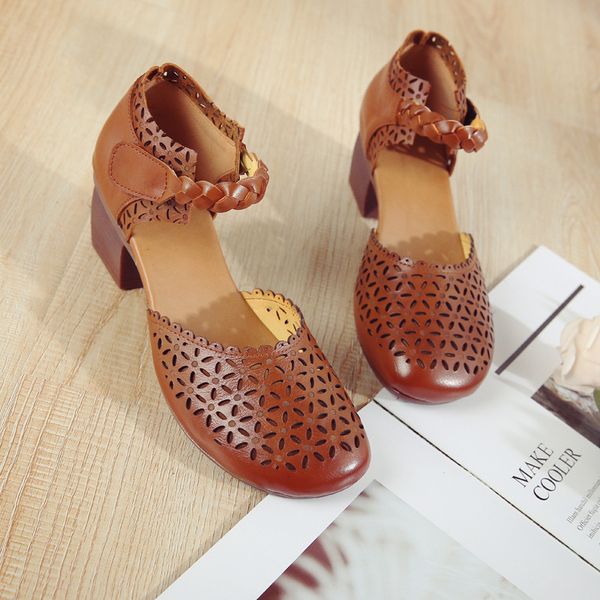 genuine leather casual women's shoes national style hollow fish mouth women's sandals middle heel bottom mother dancing, Black
genuine leather casual women's shoes national style hollow fish mouth women's sandals middle heel bottom mother dancing, Black