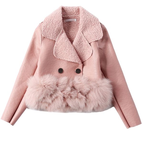 women's leather & faux coat female fur collar spring autumn jacket women clothes 2021 korean vintage t4538, Black
women's leather & faux coat female fur collar spring autumn jacket women clothes 2021 korean vintage t4538, Black