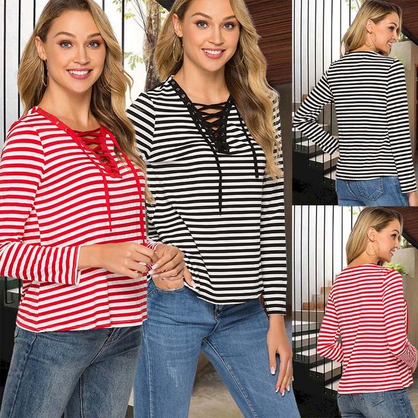 women's t-shirt summer women black white striped v-neck loose tee shirt elastic long-sleeved female casual top
women's t-shirt summer women black white striped v-neck loose tee shirt elastic long-sleeved female casual top