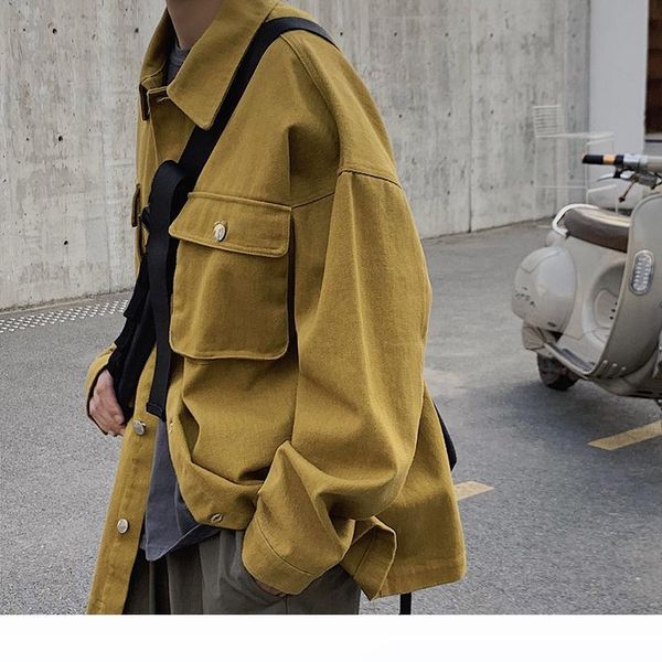 2019 men's solid color outerwear youth streetwear bomber jacket male fashion trend work clothes loose lapel collar coats m-2xl, Black;brown
2019 men's solid color outerwear youth streetwear bomber jacket male fashion trend work clothes loose lapel collar coats m-2xl, Black;brown