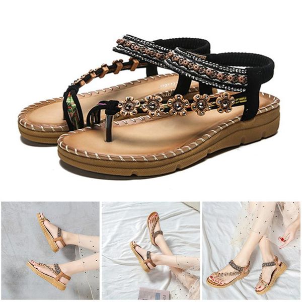 women bohemia sandals open toe anti-slip comfortable breathable for summer beach k2, Black
women bohemia sandals open toe anti-slip comfortable breathable for summer beach k2, Black