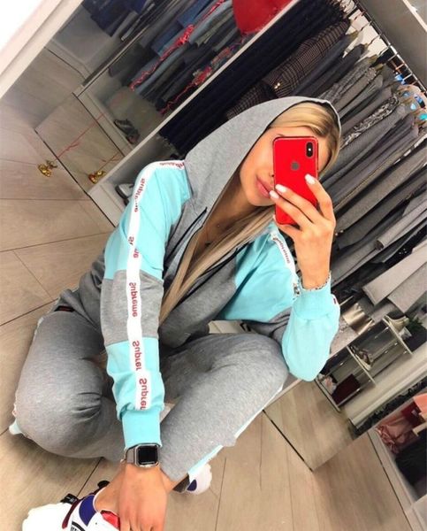 tracksuit panelled color two piece pants sets hooded long sleeve women 2 piece outfits fashion women designer, Gray
tracksuit panelled color two piece pants sets hooded long sleeve women 2 piece outfits fashion women designer, Gray