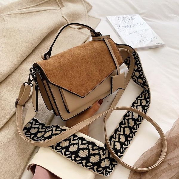 

Leather Contrast Color Crossbody Bags Handheld Frosted bag women 2020 new version of Joker shoulder slung fashion broadband small square bag