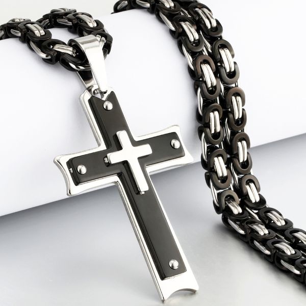 pendant necklaces black color cross necklace stainless steel link chain for men vintage religious prayer jewelry gift, Silver
pendant necklaces black color cross necklace stainless steel link chain for men vintage religious prayer jewelry gift, Silver