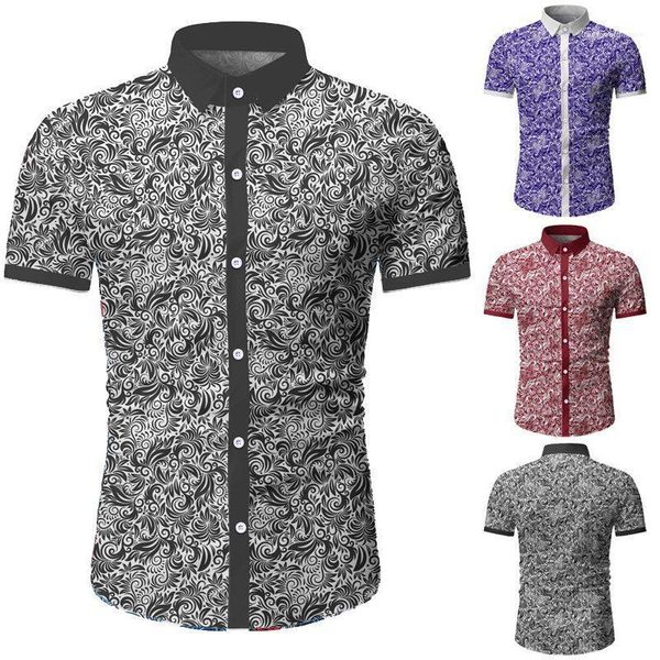 male designer clothes mens short sleeve print shirt lapel neck summer casual single breasted shirt, White;black
male designer clothes mens short sleeve print shirt lapel neck summer casual single breasted shirt, White;black