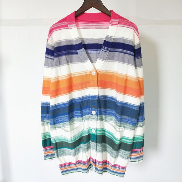 815 2020 autumn brand same style regular long sleeve v neck striped cardigan kint sweate women clothes yl, White;black
815 2020 autumn brand same style regular long sleeve v neck striped cardigan kint sweate women clothes yl, White;black